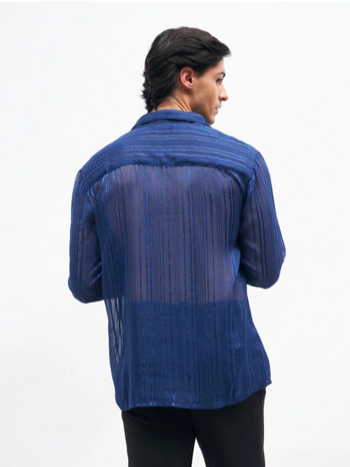Uptown Funky Unisex navy Lurex Party Shirt